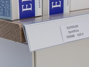 Réglette clipsable Plate Blanche étagères bois + 1.9 cm