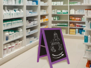 Chevalet de trottoir « Arlequin » encadrement bois vert, violet ou Orange