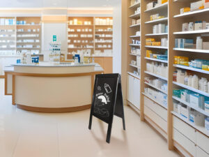 Chevalet de trottoir 115x56cm teinté noir veilli